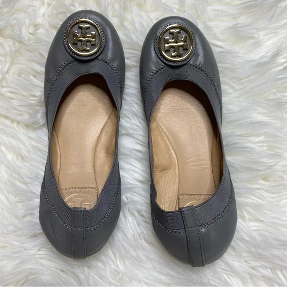 Tory burch taupe flats cheap